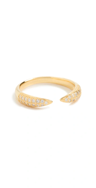 Shop Adinas Jewels Pave Open Claw Ring In Gold