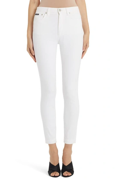 Shop Dolce & Gabbana Audrey High Waist Ankle Skinny Jeans In W0800 Bianco Ottico