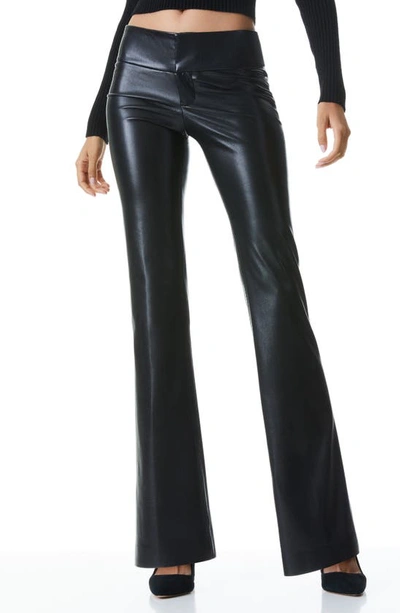 Shop Alice And Olivia Faux Leather Flare Leg Pants In Black