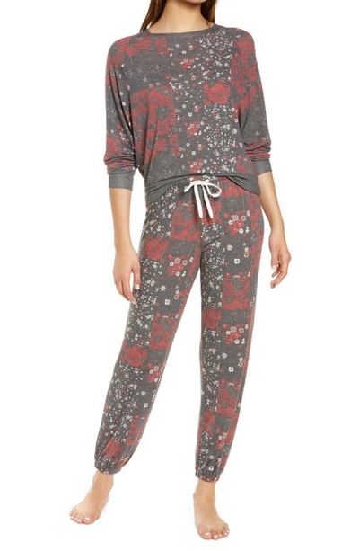 Shop Honeydew Intimates Star Seeker Brushed Jersey Pajamas In Black Poppies