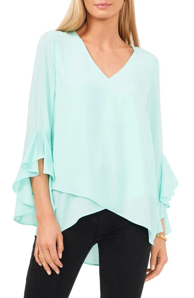 Shop Vince Camuto Flutter Sleeve Tunic In Cool Waters