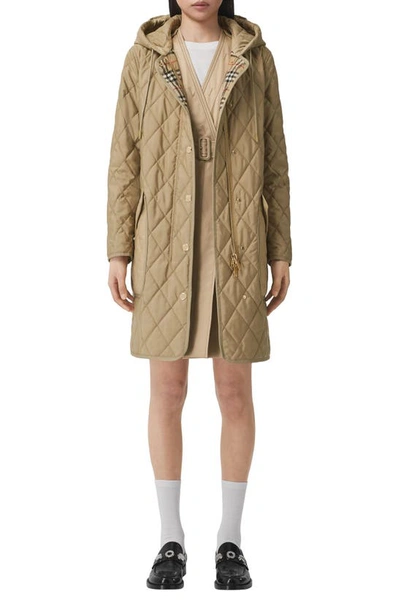 Shop Burberry Roxby Thermoregulated Quilted Coat In Archive Beige