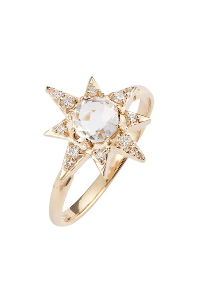 Shop Anzie Starburst Topaz & Pave Diamond Ring In Gold/ Topaz