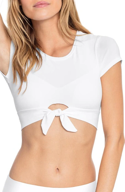 Shop Robin Piccone Ava Knot Front Tee Bikini Top In White