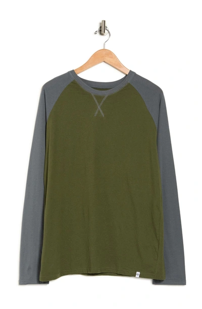 Shop Mister Henley Raglan Shirt In Charcoal/ Olive