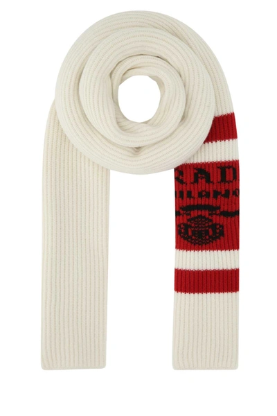Shop Prada Logo Intarsia Knit Scarf In Multi