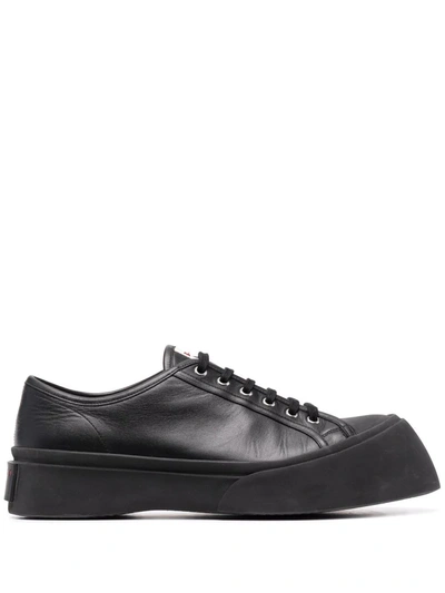 Shop Marni Pablo Leather Flatform Sneakers In Black