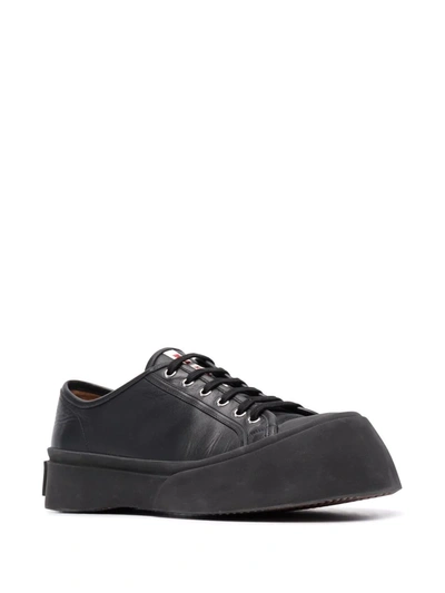 Shop Marni Pablo Leather Flatform Sneakers In Black