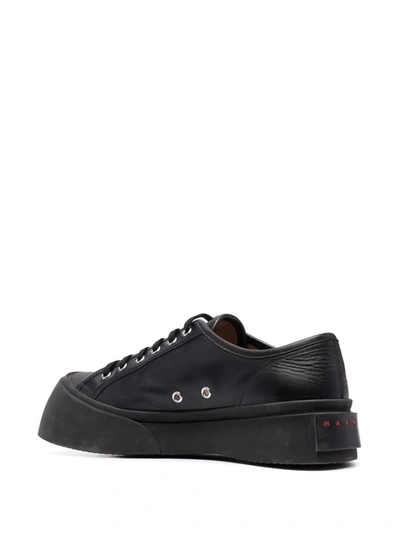 Shop Marni Pablo Leather Flatform Sneakers In Black