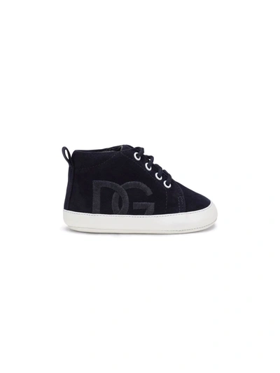 Shop Dolce & Gabbana Embroidered-dg High-top Sneakers In Blue