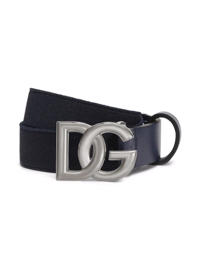 Dolce & Gabbana Dg-logo Buckle Belt In Blue