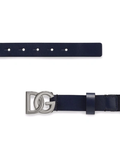 Shop Dolce & Gabbana Dg-logo Buckle Belt In Blue