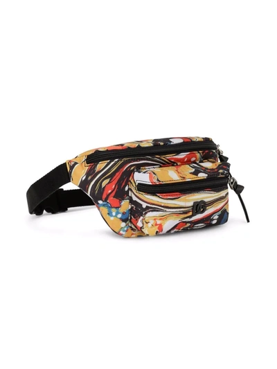 Dolce & Gabbana Marble-pattern Belt Bag In Orange
