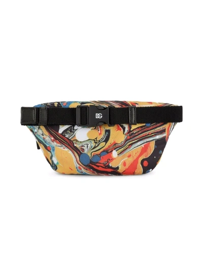 Dolce & Gabbana Marble-pattern Belt Bag In Orange
