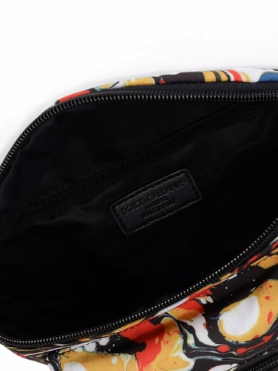 Dolce & Gabbana Marble-pattern Belt Bag In Orange