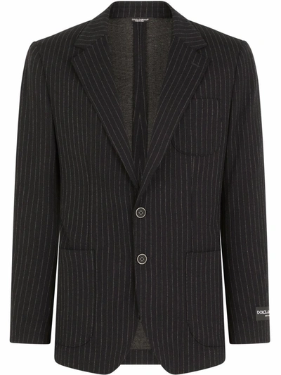 Shop Dolce & Gabbana Pinstriped Single-breasted Blazer In Black