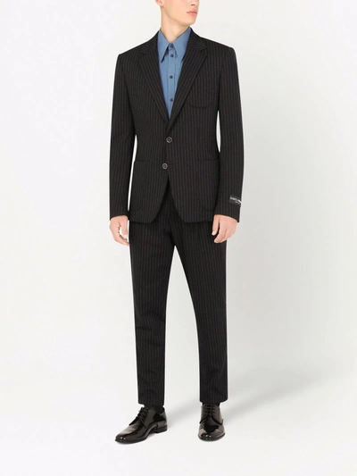 Dolce & Gabbana Pinstripe-pattern Single-breasted Blazer In Black