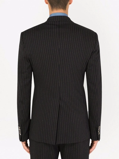 Shop Dolce & Gabbana Pinstriped Single-breasted Blazer In Black