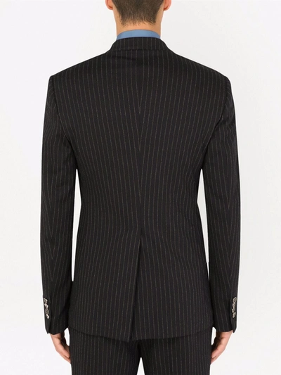 Dolce & Gabbana Pinstripe-pattern Single-breasted Blazer In Black