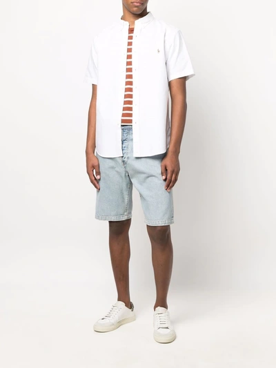 Polo Ralph Lauren Mens White Logo-embroidered Cotton-seersucker Shirt Xl In White