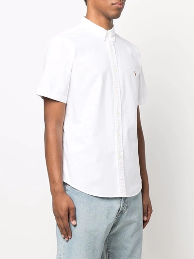 Polo Ralph Lauren Mens White Logo-embroidered Cotton-seersucker Shirt Xl In White