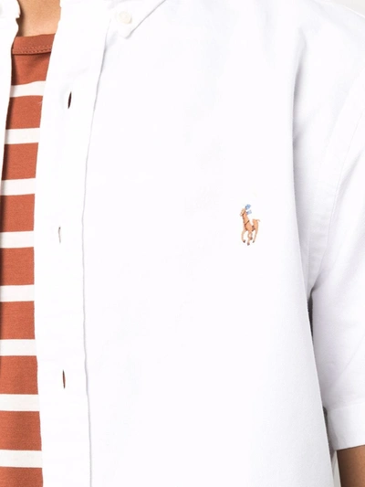 Polo Ralph Lauren Mens White Logo-embroidered Cotton-seersucker Shirt Xl In White