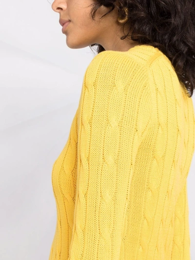 Shop Polo Ralph Lauren Julianna Cable-knit Jumper In Yellow