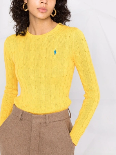 Shop Polo Ralph Lauren Julianna Cable-knit Jumper In Yellow