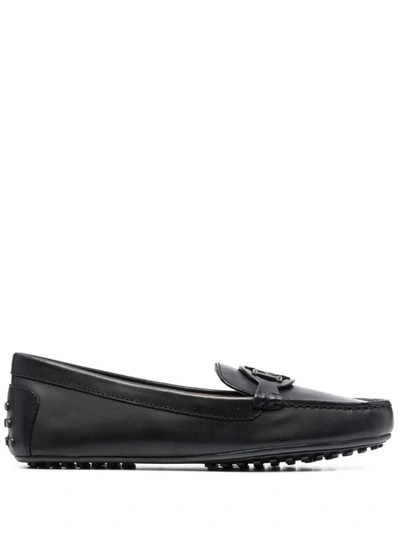 Shop Lauren Ralph Lauren Brynn Logo Patch Loafers In Black