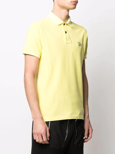Shop Stone Island Logo-patch Short-sleeved Polo Shirt In Yellow