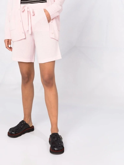 Shop P.a.r.o.s.h Cashmere-knit Drawstring Shorts In Pink