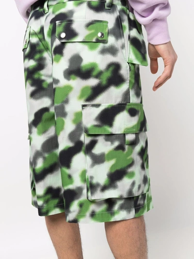 Shop Kenzo Camouflage Print Cargo Shorts In Green