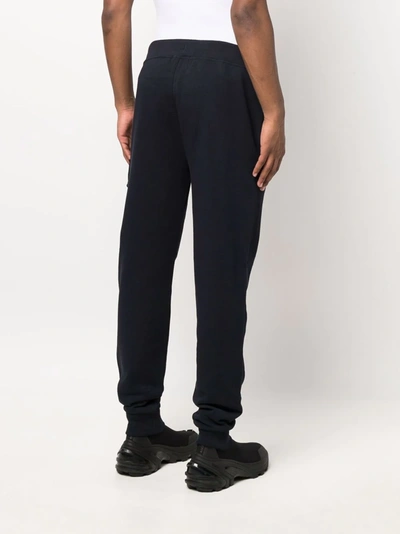 Shop C.p. Company Lens-detailed Cotton Track Pants In Blue