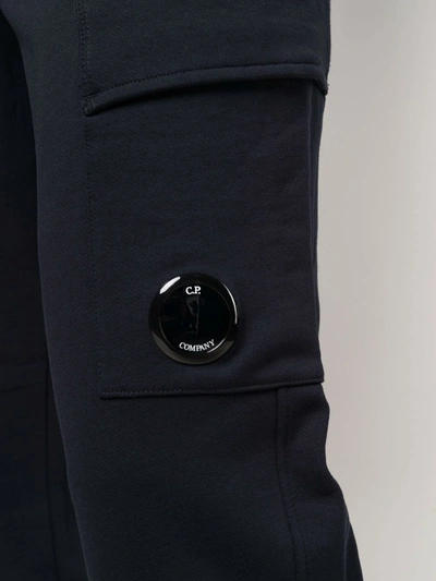 Shop C.p. Company Lens-detailed Cotton Track Pants In Blue