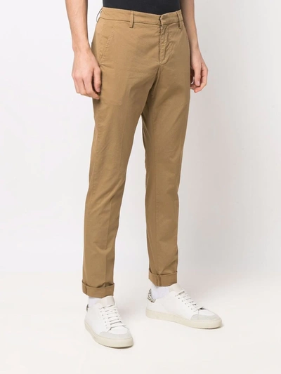 Shop Dondup Slim-fit Cotton Trousers In Brown