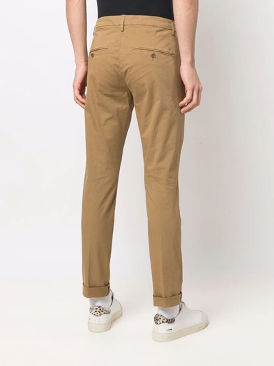 Shop Dondup Slim-fit Cotton Trousers In Brown