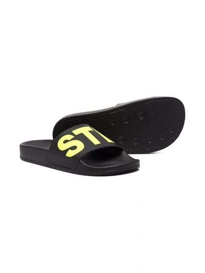 Shop Stella Mccartney Teen Logo-strap Slides In Black