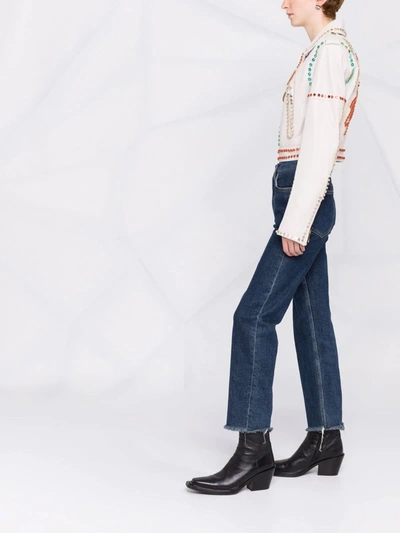Philipp Plein Crystal-trim Studded Cropped Biker Jacket In Weiss