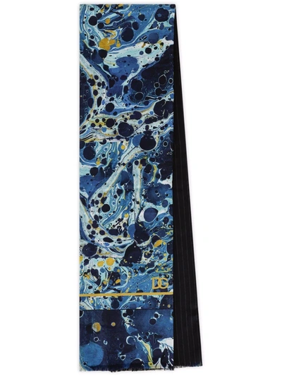 Shop Dolce & Gabbana Marble-pinstripe Frayed Scarf In Blau