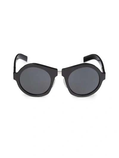 Shop Prada Women's 50mm Round Sunglasses In Black