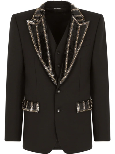 Shop Dolce & Gabbana Sicilia-fit Embellished Three-piece Suit In Schwarz