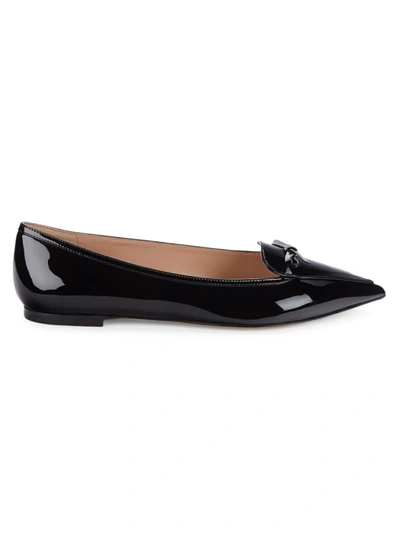 Shop Valentino Women's Bow Patent Leather Flats In Nero