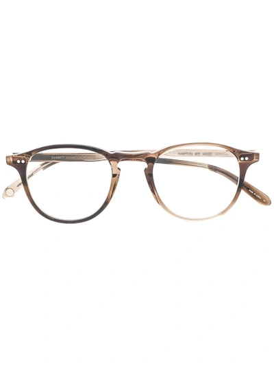 Shop Garrett Leight Round Frame Glasses In Braun