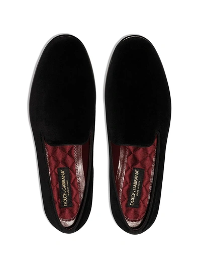 Shop Dolce & Gabbana Leonardo Velvet Slippers In Schwarz