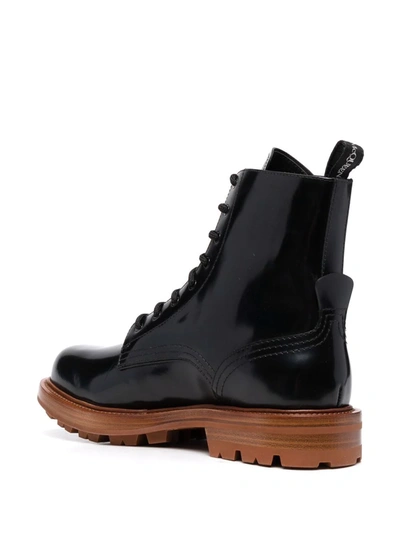 Shop Alexander Mcqueen Patent-leather Lace-up Boots In Schwarz