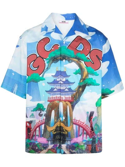 Shop Gcds Graphic-print Short-sleeve Shirt In Blau