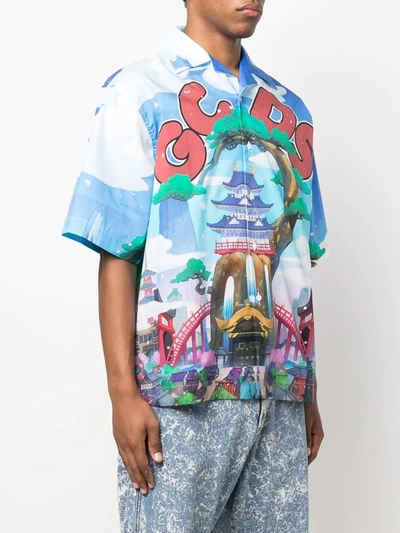 Shop Gcds Graphic-print Short-sleeve Shirt In Blau