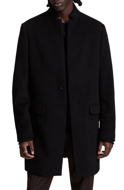 Allsaints Manor Notch lapel Wool Coat In Black ModeSens