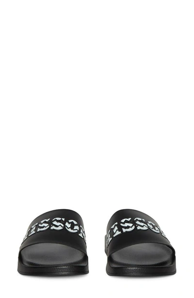Shop Missoni Logo Slide Sandal In Black / Grey Logo Print