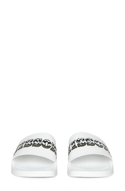 Shop Missoni Logo Slide Sandal In White/ Green Logo Print